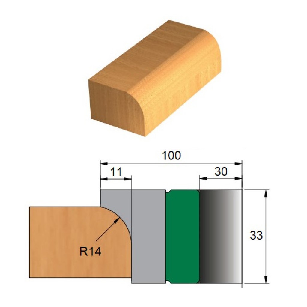 Fresa para Desquinar Ø100 x 30 (Direita) - 2 Dentes - Cód. 1260.01